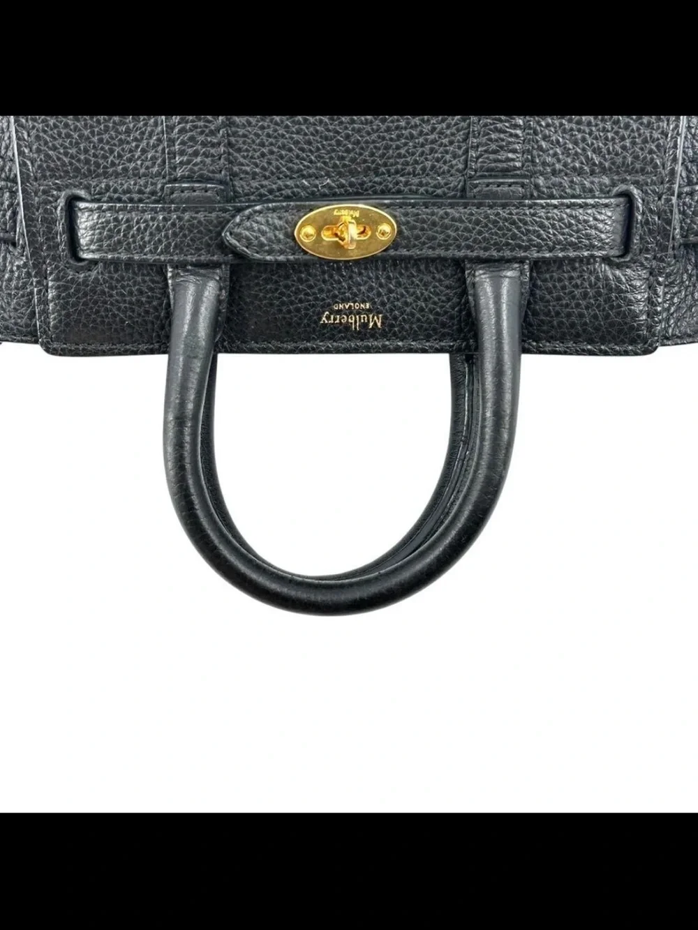 Mulberry Black Pebbled Leather Satchel with Gold Hardware